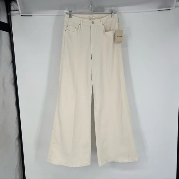 Mother The Twister Skimp Wide Leg Classic Denim Jeans in Cream Puff 28 NWT - Picture 1 of 12
